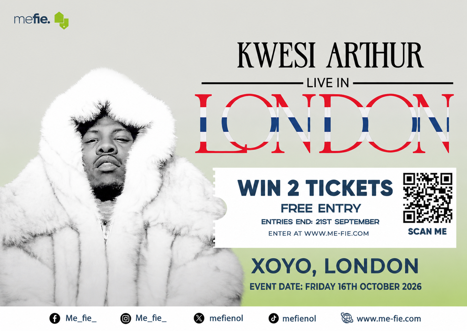 WIN 2 TICKETS TO KWESI ARTHUR LIVE IN LONDON
